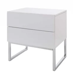 Wohnen Günstige Design Nachtkommode in Weiß Merin mit Chrom
