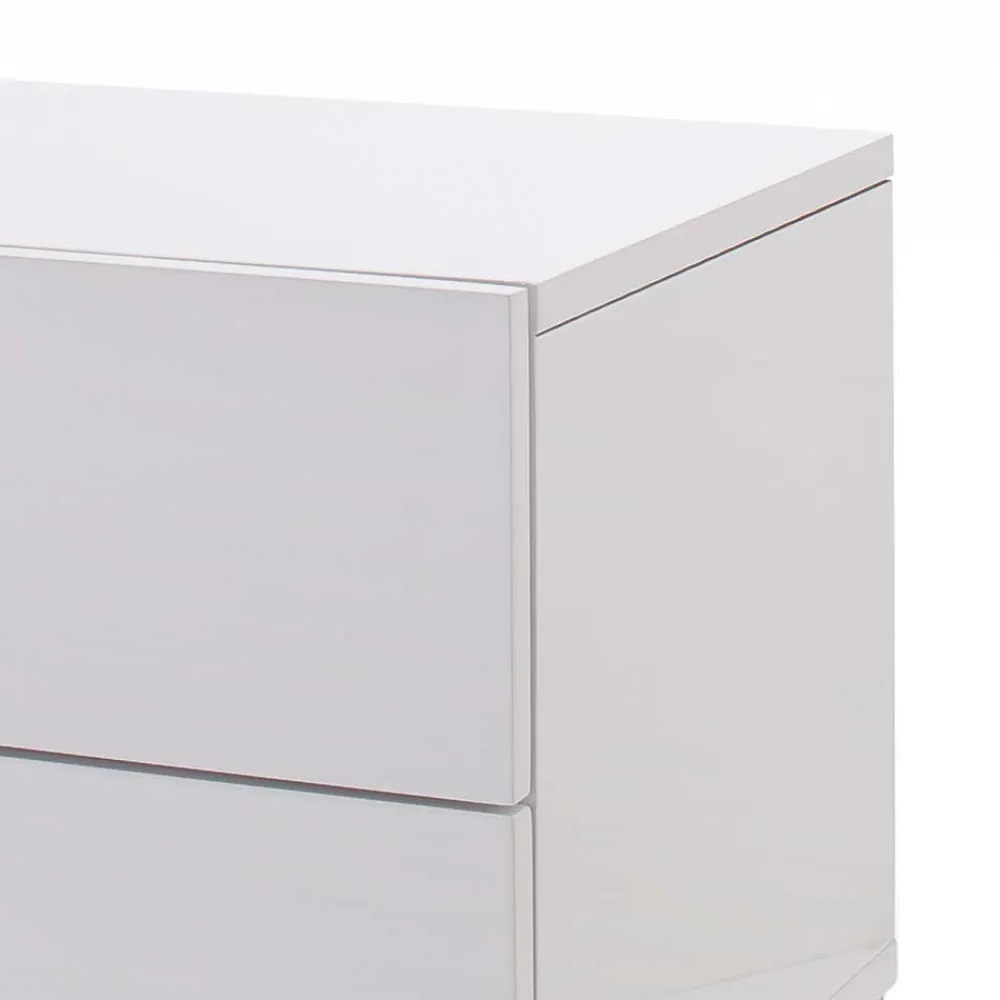 Wohnen Günstige Design Nachtkommode in Weiß Merin mit Chrom