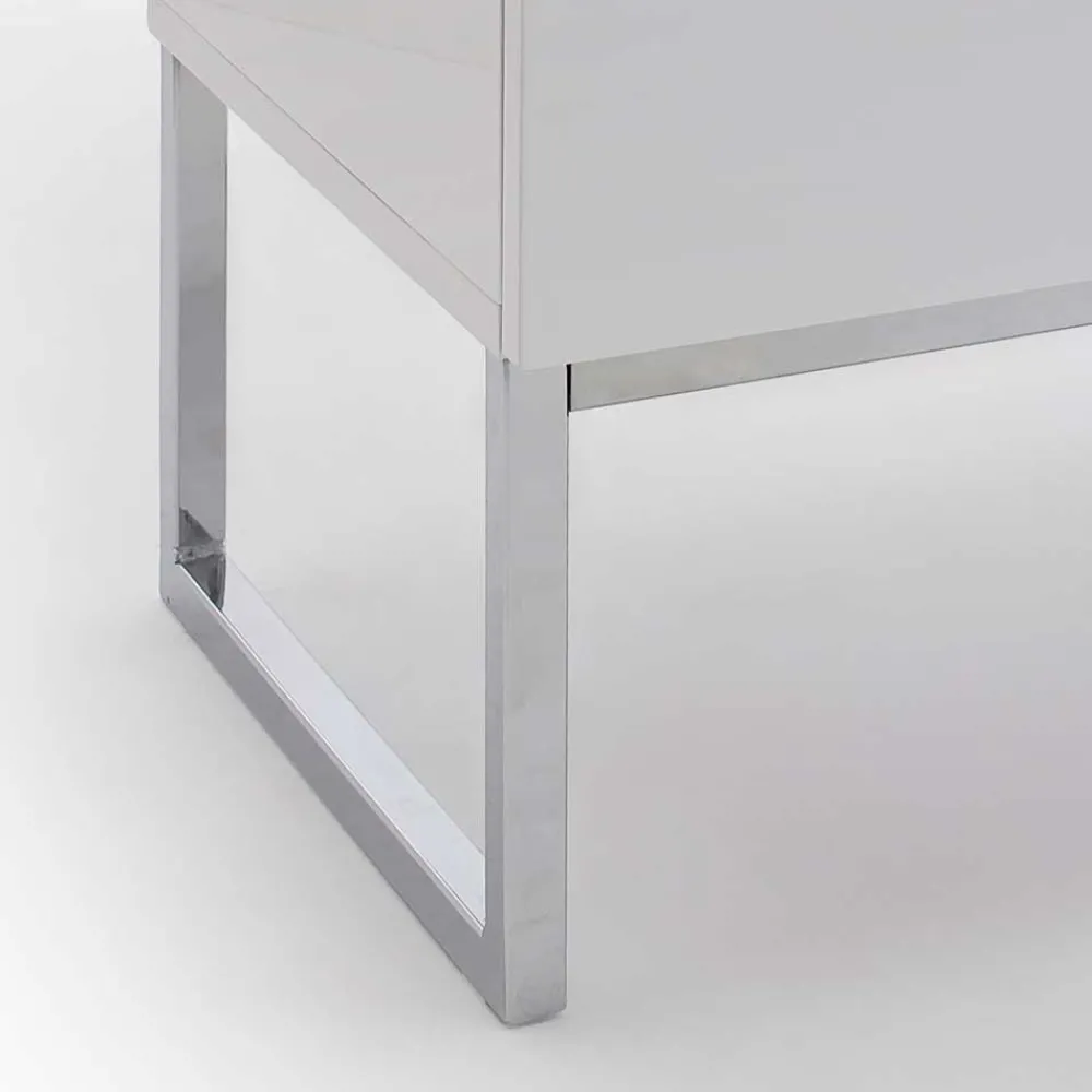 Wohnen Günstige Design Nachtkommode in Weiß Merin mit Chrom