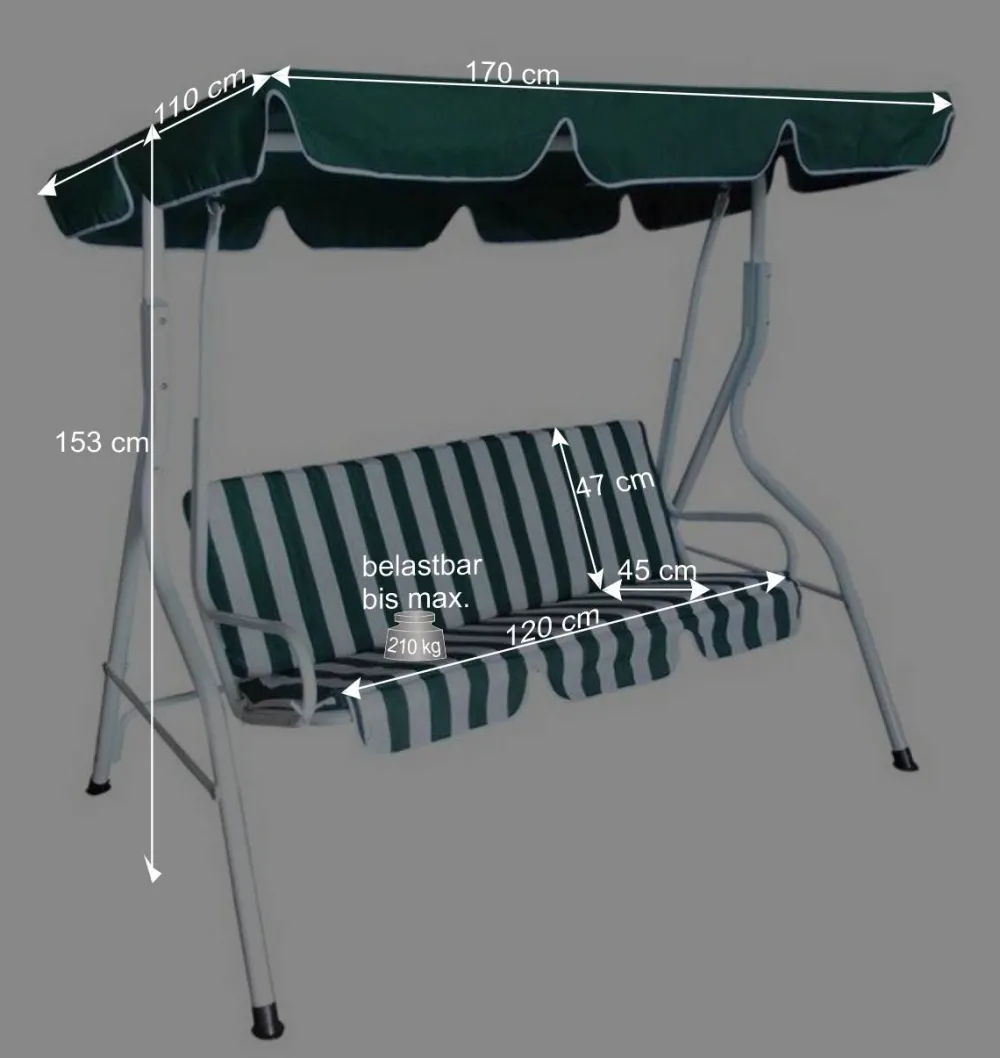 Wohnen Hollywoodschaukeln*Günstige Hollywoodschaukel Kwesina in Grün & Weiß