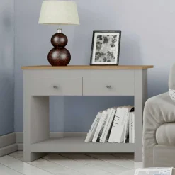 Wohnen Telefontische*Günstiger Konsolentisch in Grau & Eichefarben - Poliesti