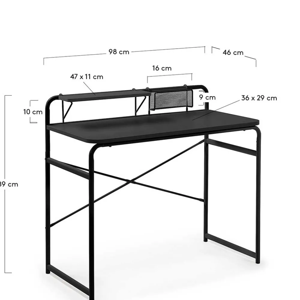 Wohnen Günstiger Schreibtisch mit Aufsatz 98x89x46 - Tibalt