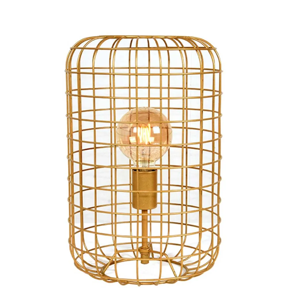 Wohnen Lampen & Leuchten*Goldene Tischlampe mit Gitterschirm - Salmasion