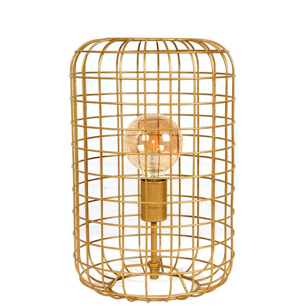 Wohnen Lampen & Leuchten*Goldene Tischlampe mit Gitterschirm - Salmasion