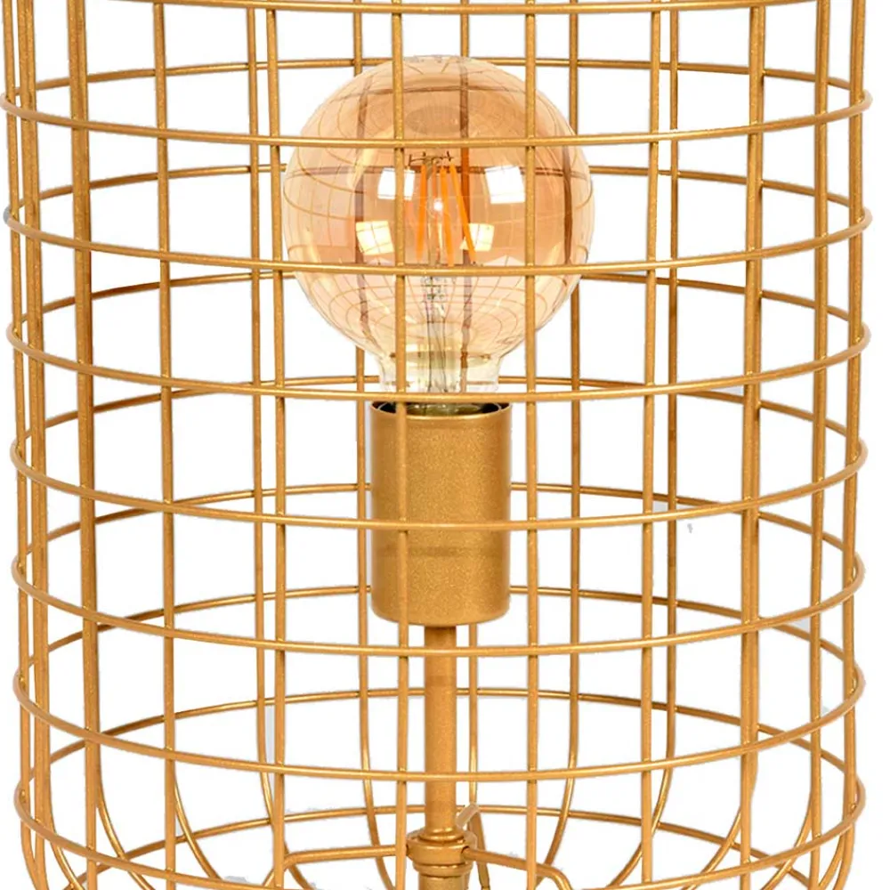 Wohnen Lampen & Leuchten*Goldene Tischlampe mit Gitterschirm - Salmasion
