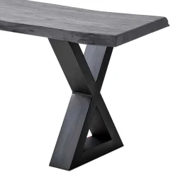 Wohnen Küchenbänke|Esszimmerbänke*Graue Baumkantenbank in Akazie massiv - Lenia