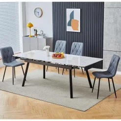 Wohnen Graue Esszimmerstühle aus Samt - Epos (4er Set)