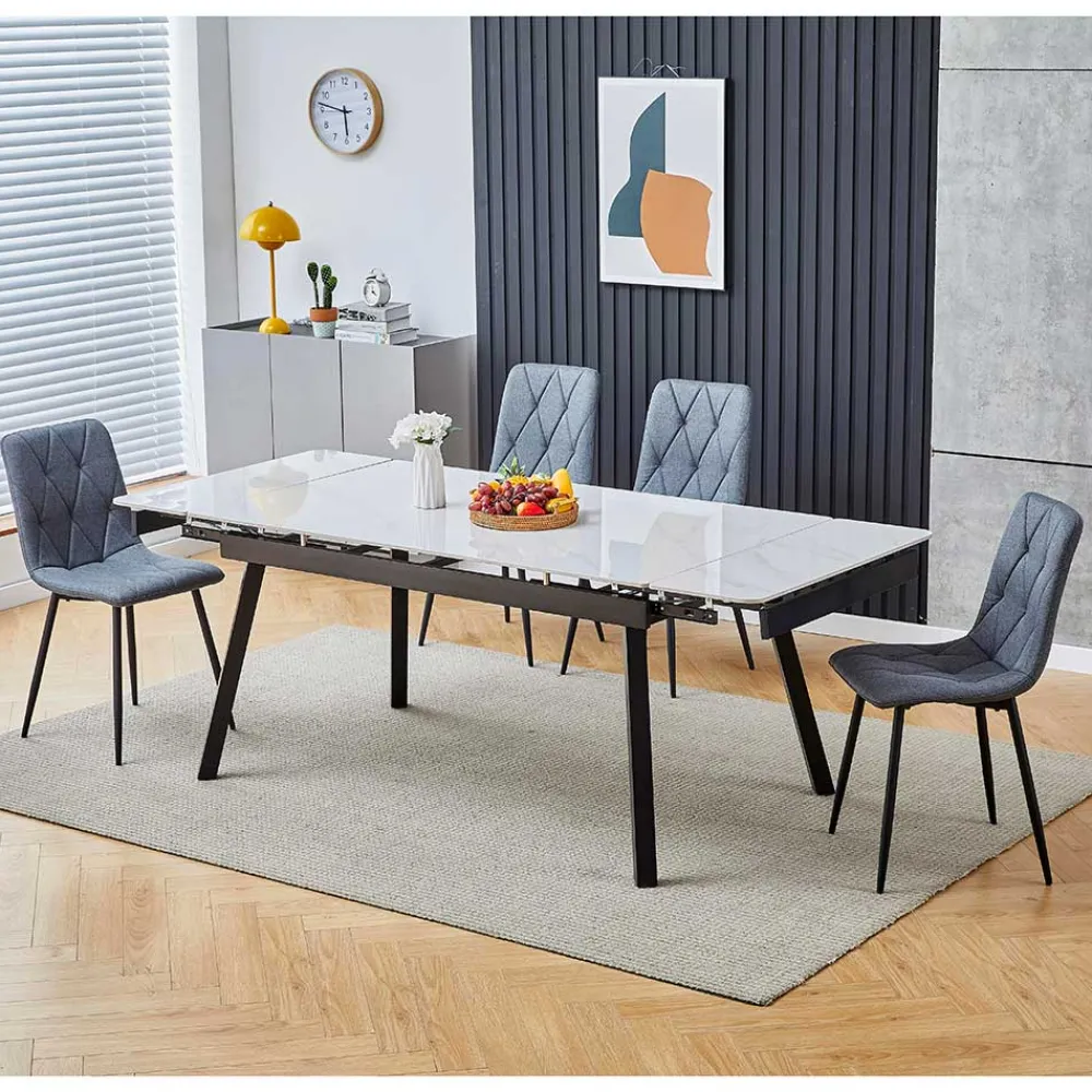 Wohnen Graue Esszimmerstühle aus Samt - Epos (4er Set)