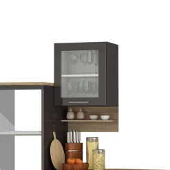 Wohnen Küche Komplett|Küchenzeilen*Graue Hochglanz Küche als Leerblock - Bozenia III (zehnteilig)