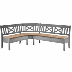 Wohnen Graue Holz Eckbank Jytte mit Truhe