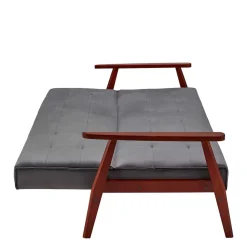 Wohnen Graue Samt Bettcouch mit Holzgestell - Farala