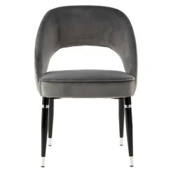 Wohnen Designermöbel*Graue Samtstühle mit Eisenbeinen - Viarolia (2er Set)