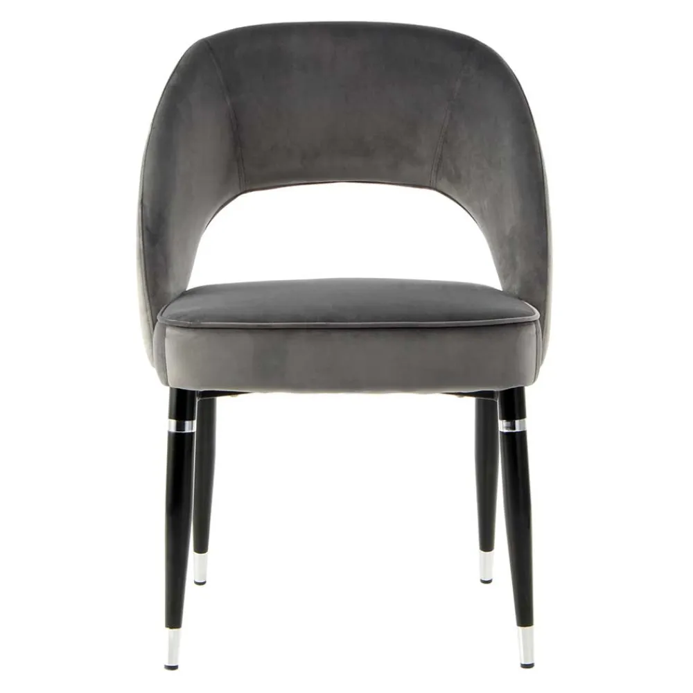 Wohnen Designermöbel*Graue Samtstühle mit Eisenbeinen - Viarolia (2er Set)