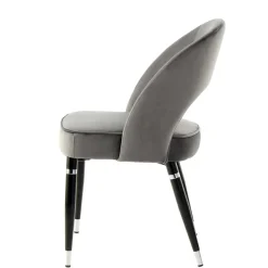 Wohnen Designermöbel*Graue Samtstühle mit Eisenbeinen - Viarolia (2er Set)