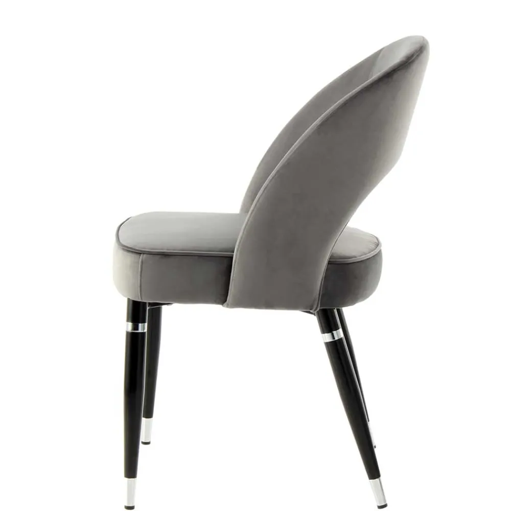 Wohnen Designermöbel*Graue Samtstühle mit Eisenbeinen - Viarolia (2er Set)