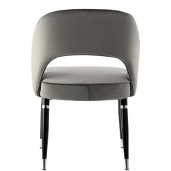 Wohnen Designermöbel*Graue Samtstühle mit Eisenbeinen - Viarolia (2er Set)