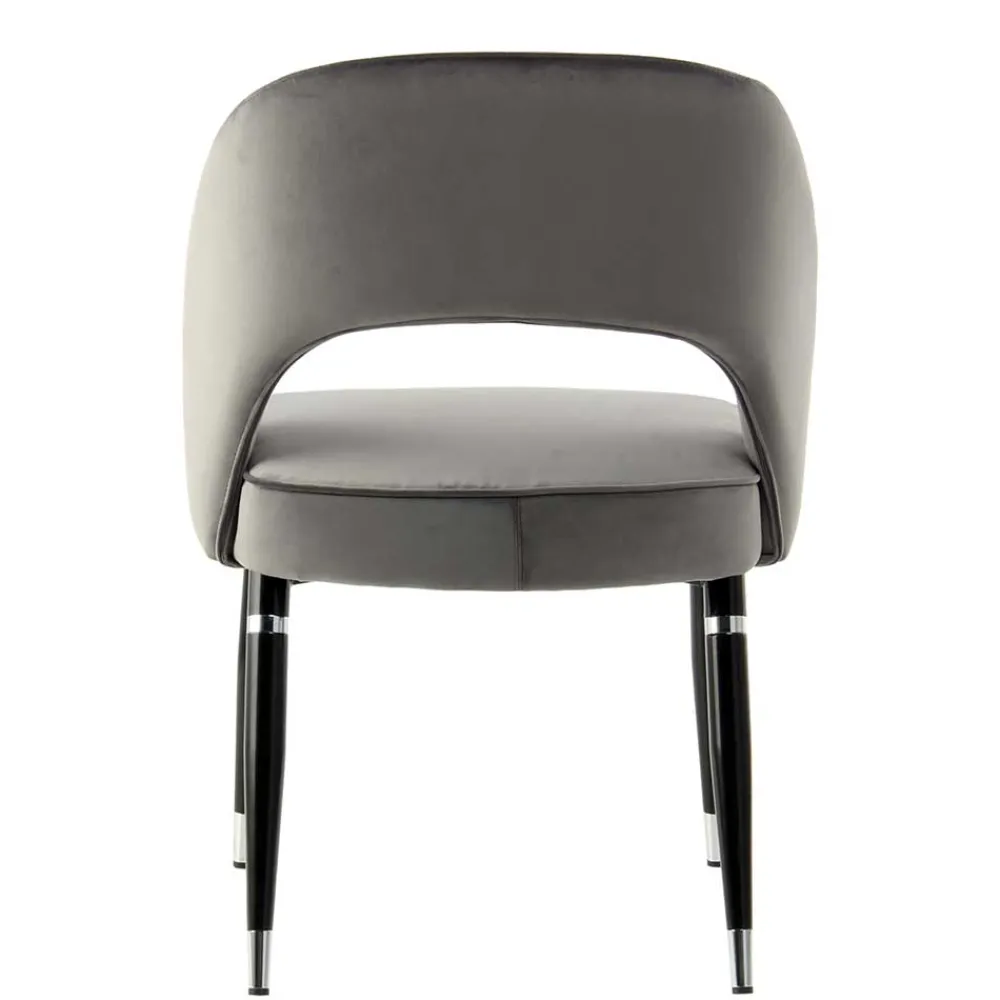 Wohnen Designermöbel*Graue Samtstühle mit Eisenbeinen - Viarolia (2er Set)