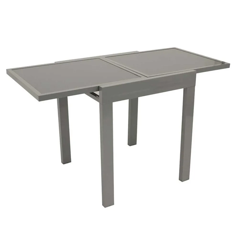 Wohnen Metall-Gartenmöbel*Grauer Balkontisch Quinn aus Glas & Alu