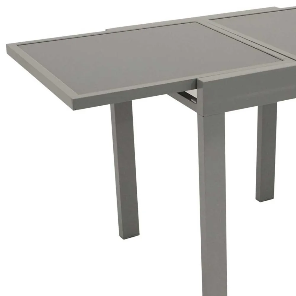 Wohnen Metall-Gartenmöbel*Grauer Balkontisch Quinn aus Glas & Alu