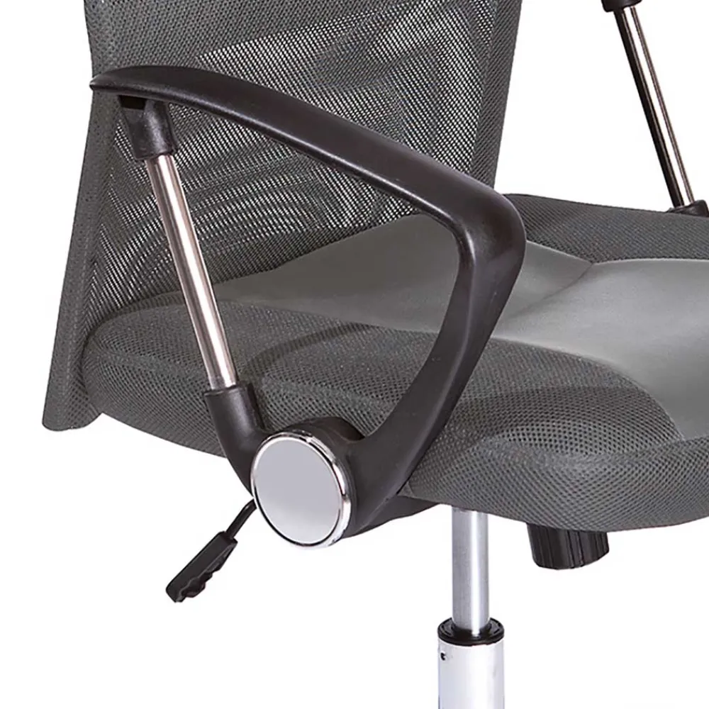 Wohnen Grauer Chefsessel aus Mesh & Kunstleder - Echora