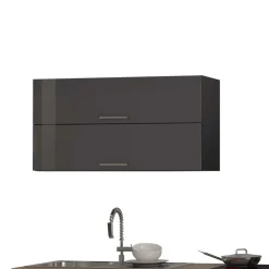 Wohnen Küche Komplett|Küchenzeilen*Grauer Hochglanz Küchenblock 330cm - Bozenia (achtteilig)