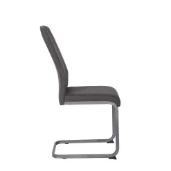 Wohnen Küchenstühle|Esszimmerstühle*Grauer Microfaser Stuhl mit Schwingfuß - Racelyn (Set)