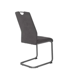 Wohnen Küchenstühle|Esszimmerstühle*Grauer Microfaser Stuhl mit Schwingfuß - Racelyn (Set)