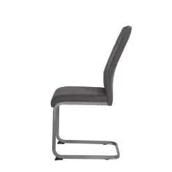 Wohnen Küchenstühle|Esszimmerstühle*Grauer Microfaser Stuhl mit Schwingfuß - Racelyn (Set)