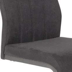 Wohnen Küchenstühle|Esszimmerstühle*Grauer Microfaser Stuhl mit Schwingfuß - Racelyn (Set)