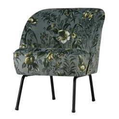 Wohnen Grauer Polstersessel mit Blumen Muster Melissa im Retro Look