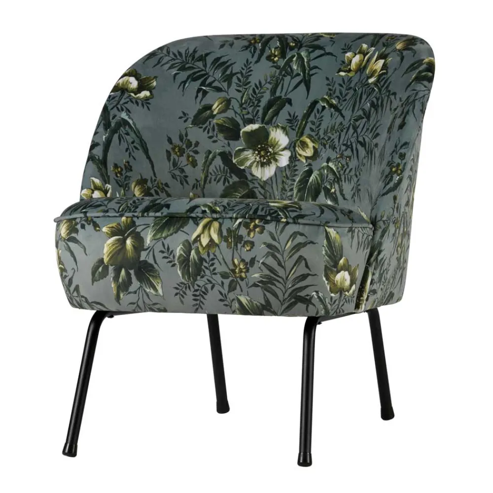 Wohnen Grauer Polstersessel mit Blumen Muster Melissa im Retro Look