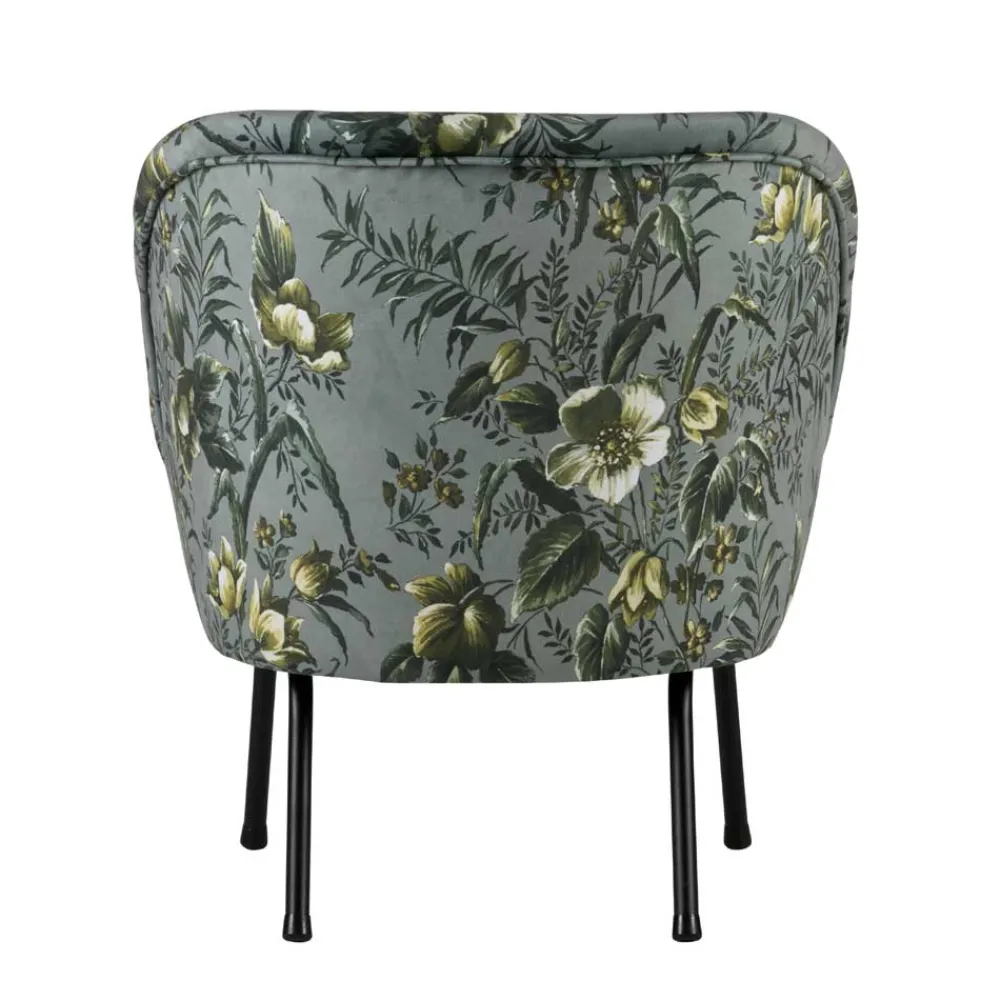 Wohnen Grauer Polstersessel mit Blumen Muster Melissa im Retro Look