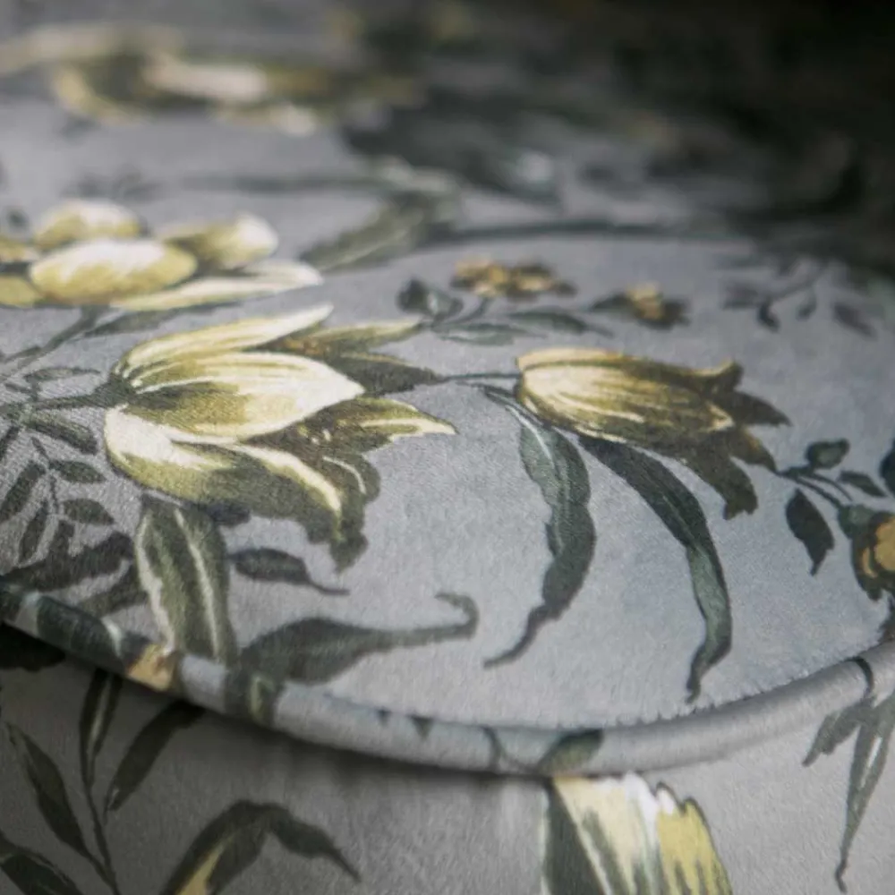 Wohnen Grauer Polstersessel mit Blumen Muster Melissa im Retro Look