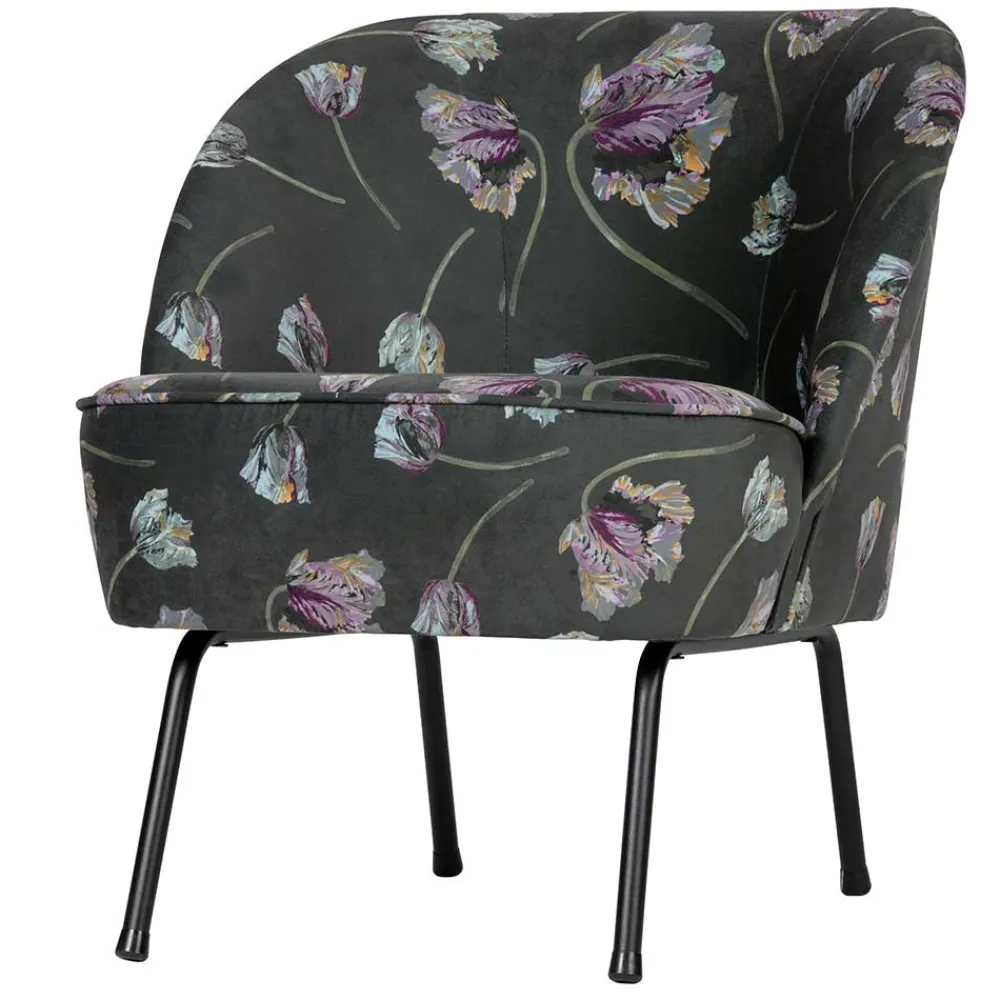 Wohnen Grauer Samt Sessel mit Tulpen Lila - Kiyoshi