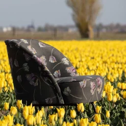 Wohnen Grauer Samt Sessel mit Tulpen Lila - Kiyoshi