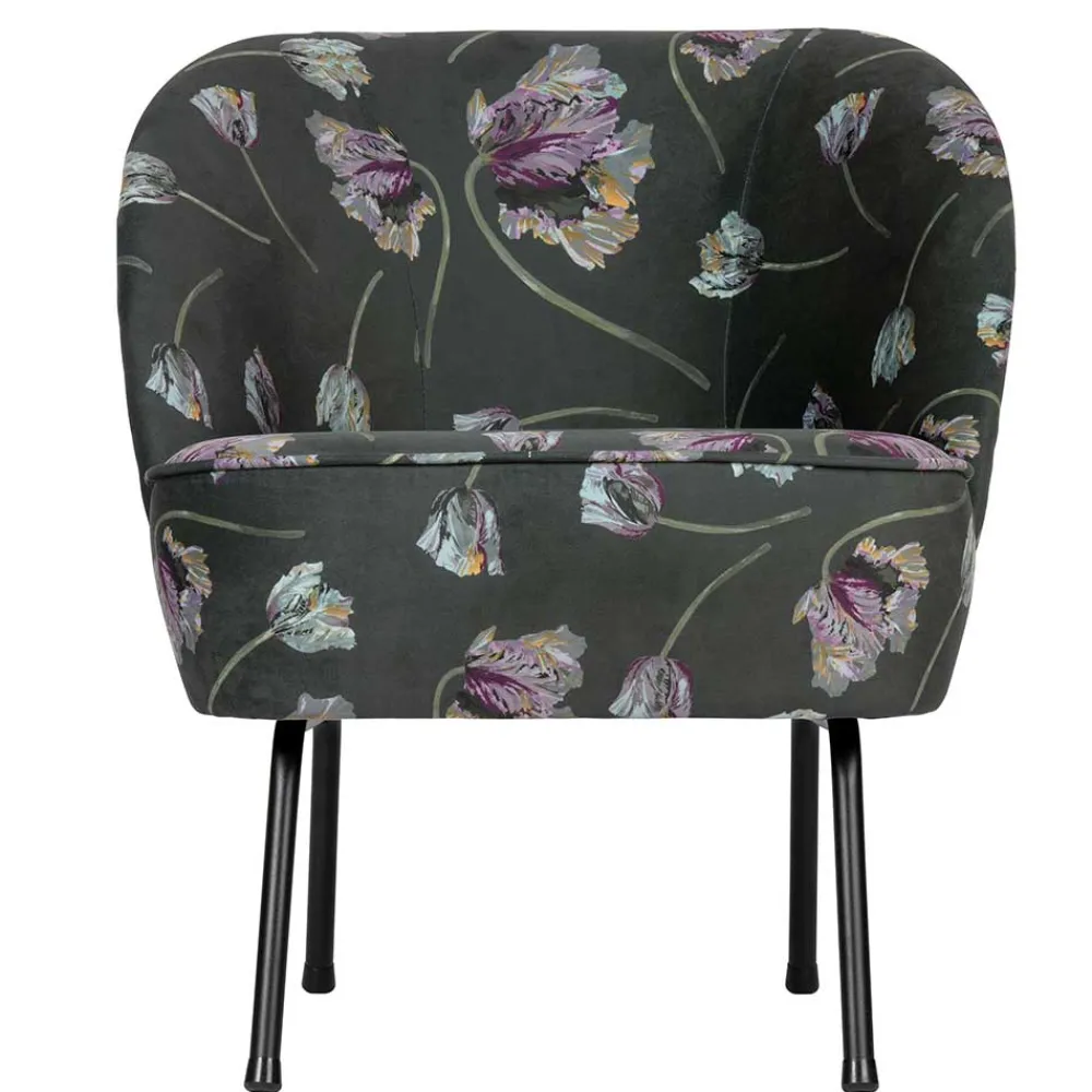 Wohnen Grauer Samt Sessel mit Tulpen Lila - Kiyoshi