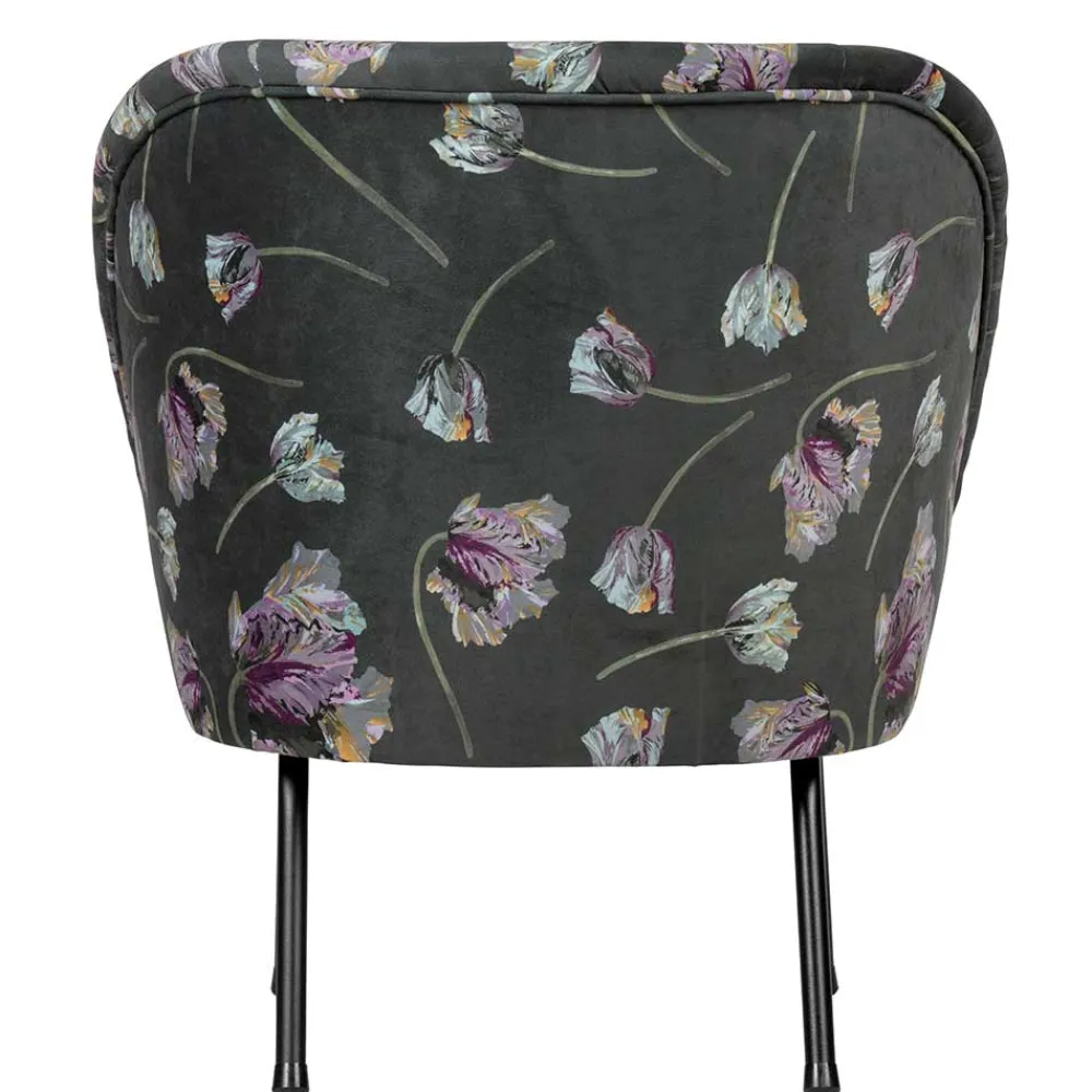 Wohnen Grauer Samt Sessel mit Tulpen Lila - Kiyoshi