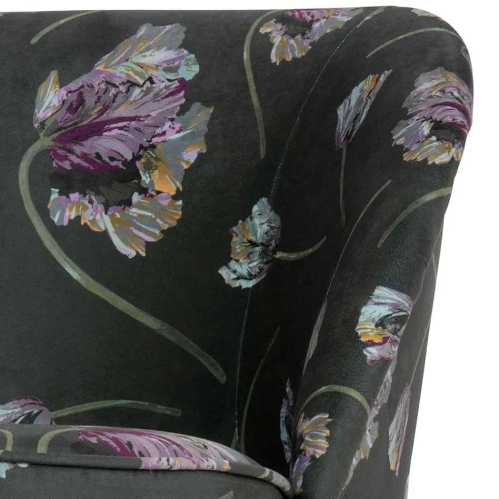 Wohnen Grauer Samt Sessel mit Tulpen Lila - Kiyoshi