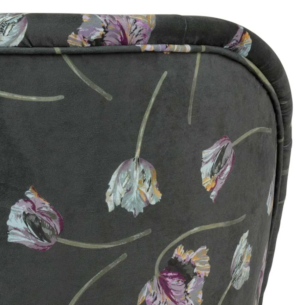Wohnen Grauer Samt Sessel mit Tulpen Lila - Kiyoshi