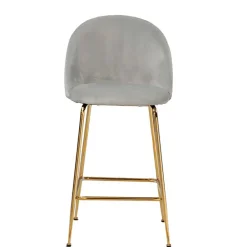 Wohnen Grauer Samt-Barstuhl im Retro Look - Hovalta (2er Set)