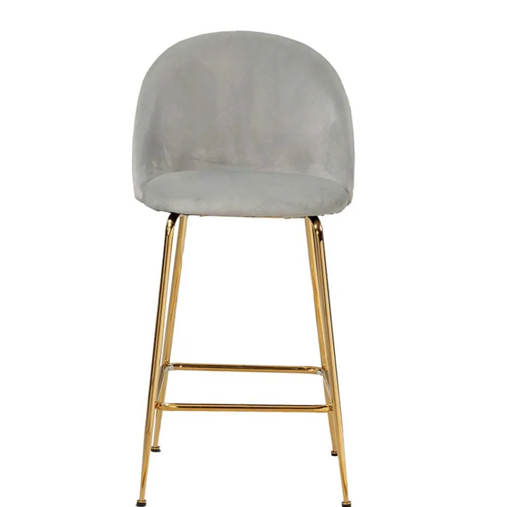Wohnen Grauer Samt-Barstuhl im Retro Look - Hovalta (2er Set)