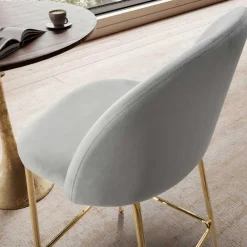 Wohnen Grauer Samt-Barstuhl im Retro Look - Hovalta (2er Set)