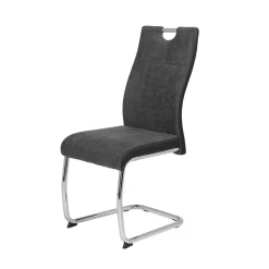 Wohnen Grauer Schwingstuhl mit Material Mix - Parvello (Set)