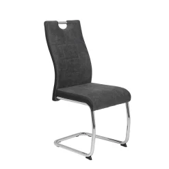 Wohnen Grauer Schwingstuhl mit Material Mix - Parvello (Set)