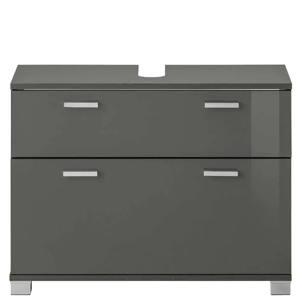 Wohnen Grauer Unterschrank fürs Waschbecken Hochglanz - Ulivia