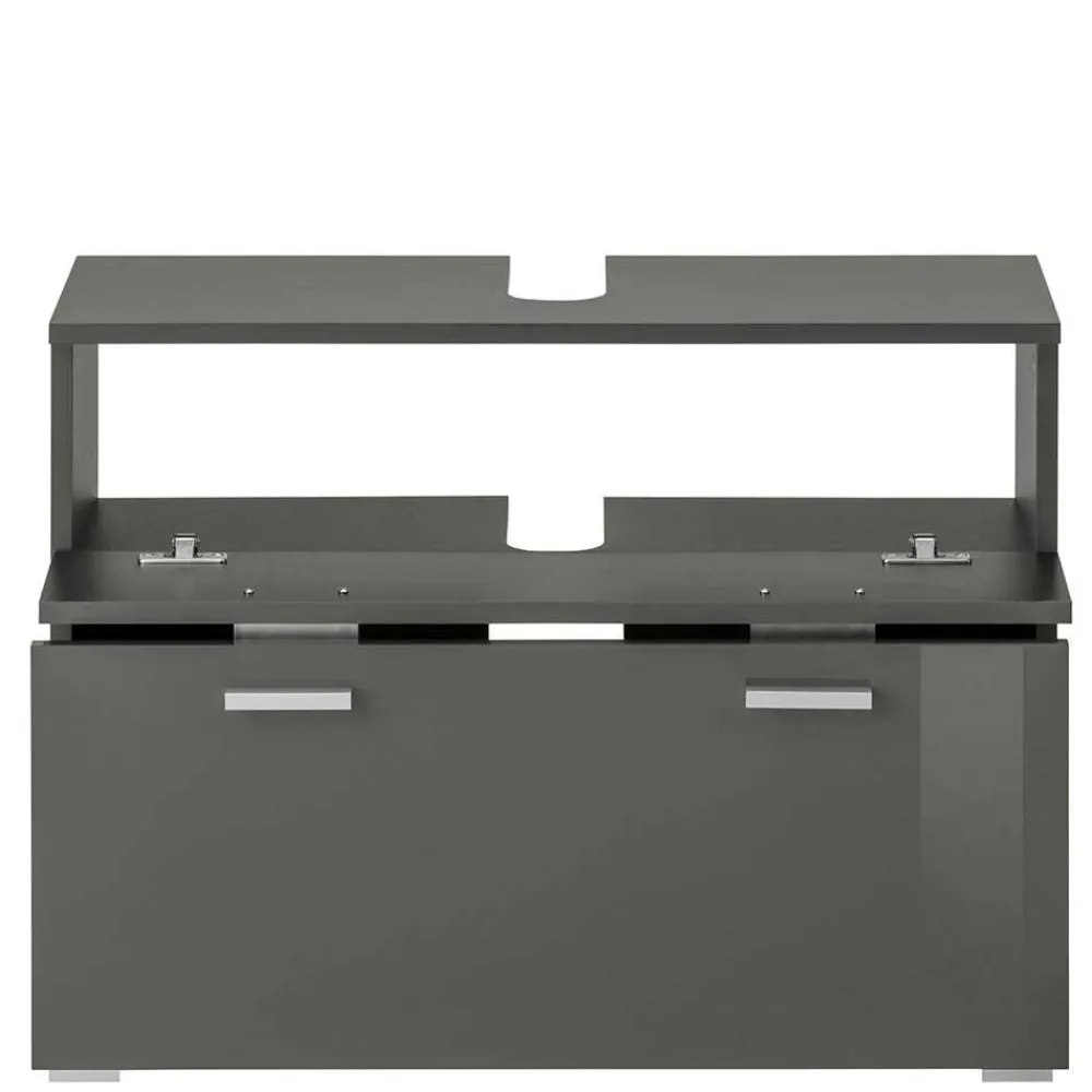 Wohnen Grauer Unterschrank fürs Waschbecken Hochglanz - Ulivia