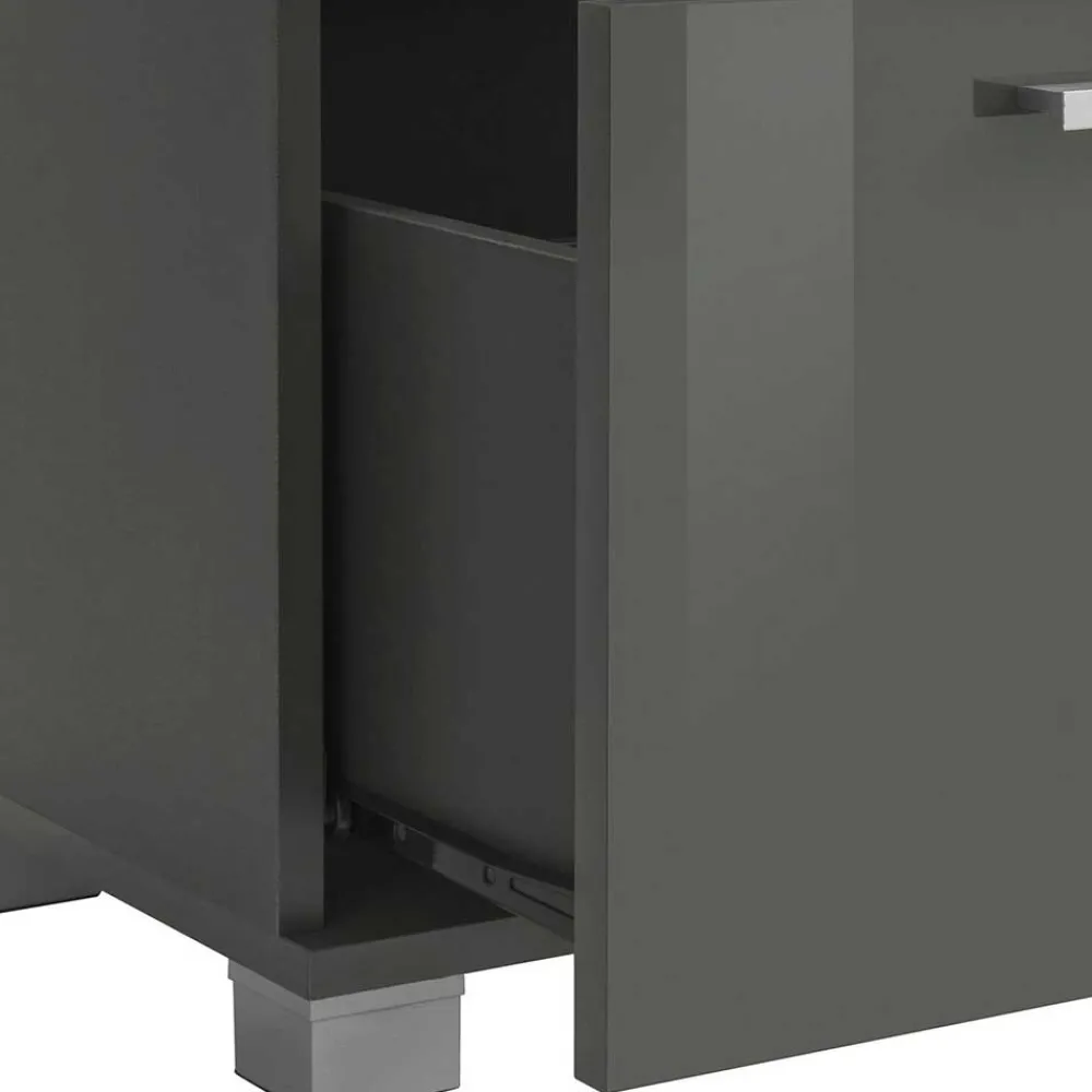 Wohnen Grauer Unterschrank fürs Waschbecken Hochglanz - Ulivia