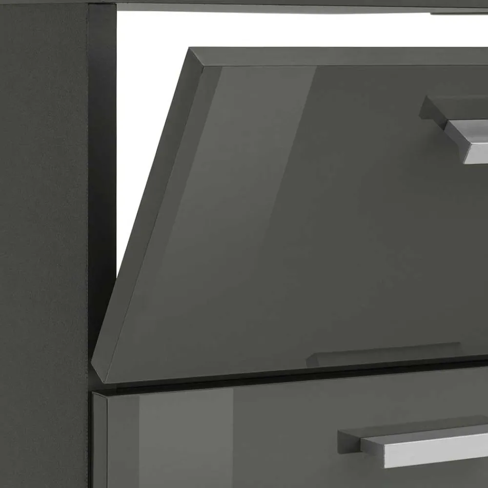 Wohnen Grauer Unterschrank fürs Waschbecken Hochglanz - Ulivia