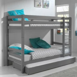 Kinder Wohnen Graues Etagenbett mit Ausziehbett - Akreditarus