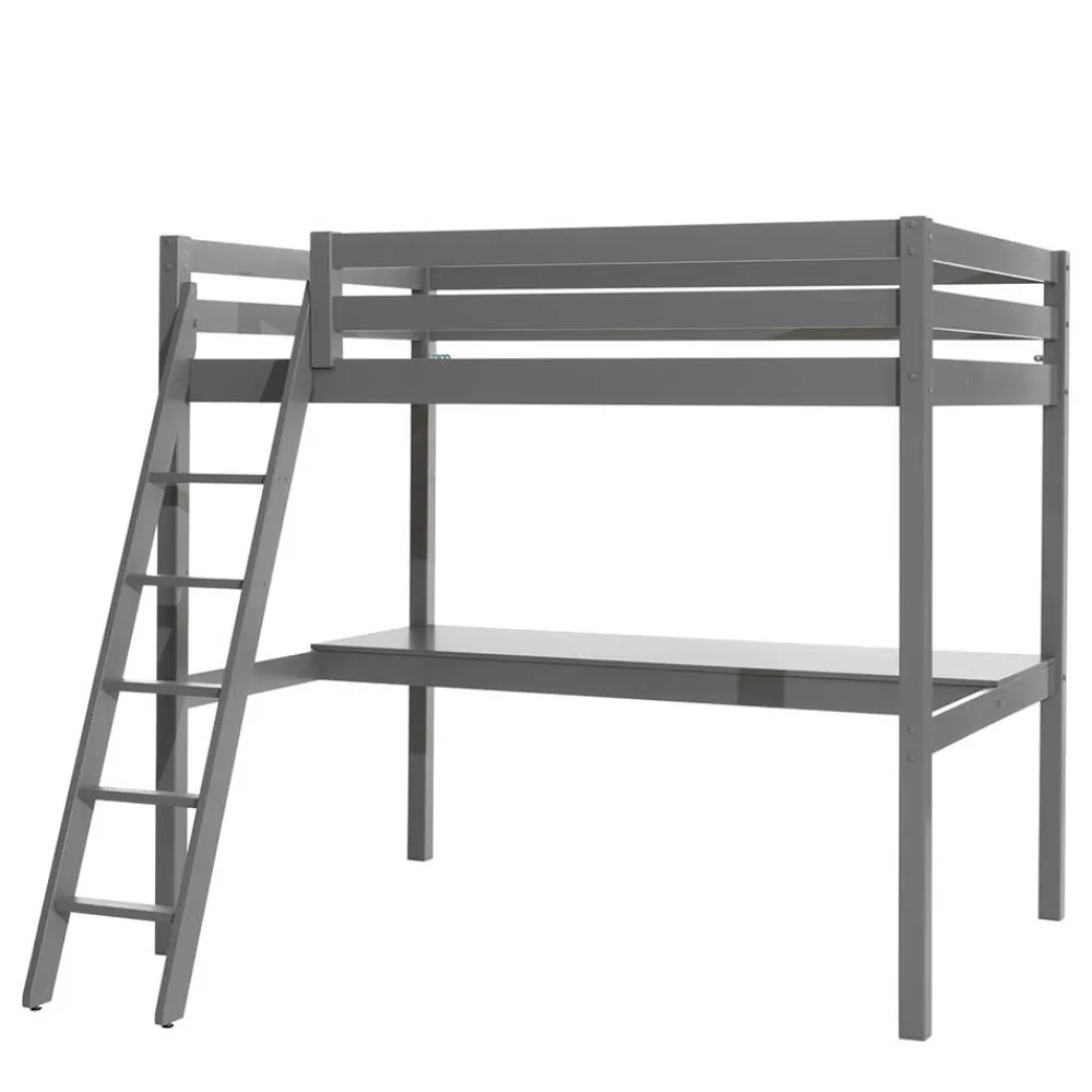 Wohnen Jugendbetten|Kindermöbel*Graues Hochbett mit Schreibtisch Arbeitsplatz - Tollow
